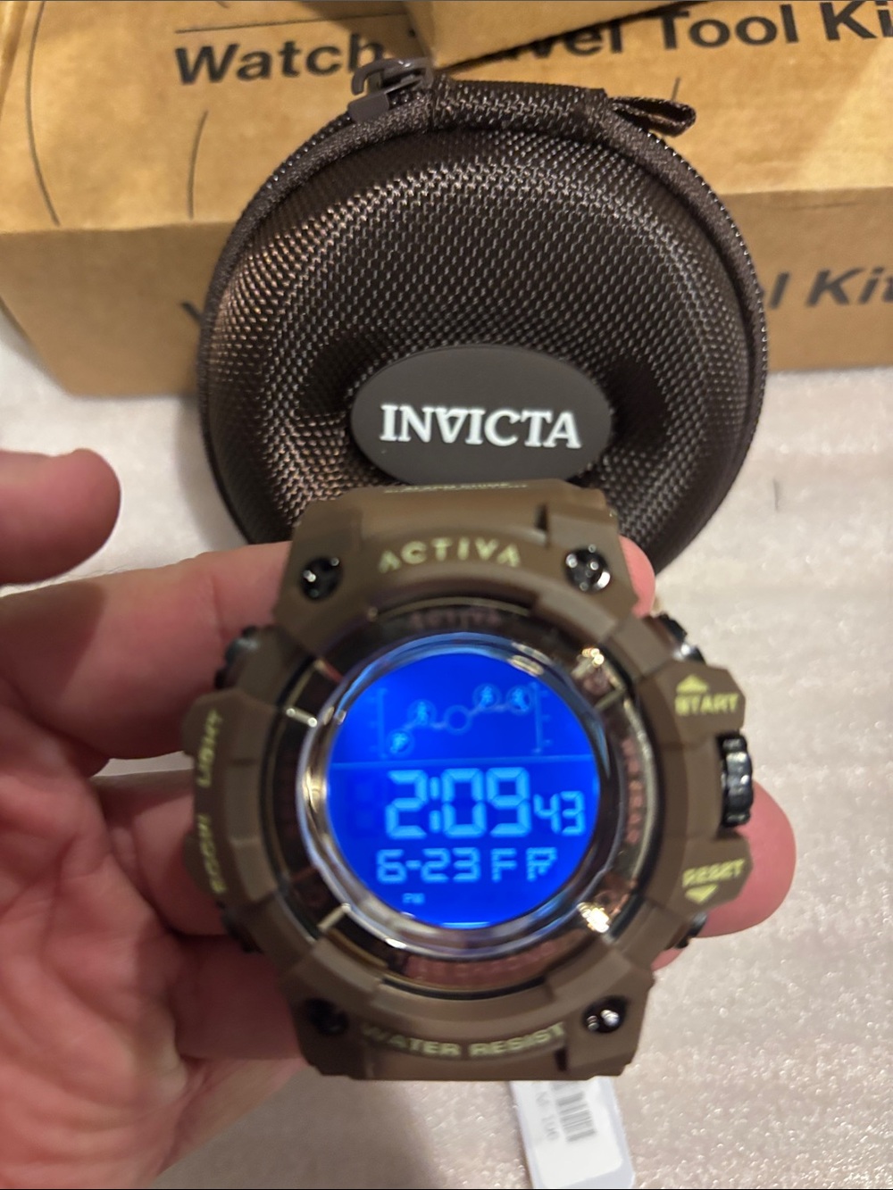 Invicta Activa Brown Digital Watch with Blue Backlight